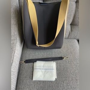 Rothy's Black Tote with Yellow Strap